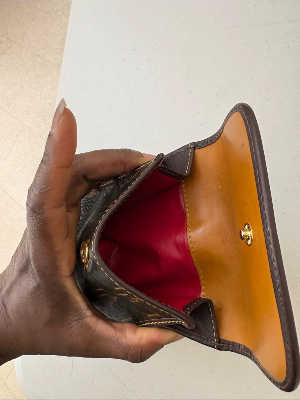Dooney & Bourke Dark Brown Monogram Fold Wallet with Gold Logo Plate